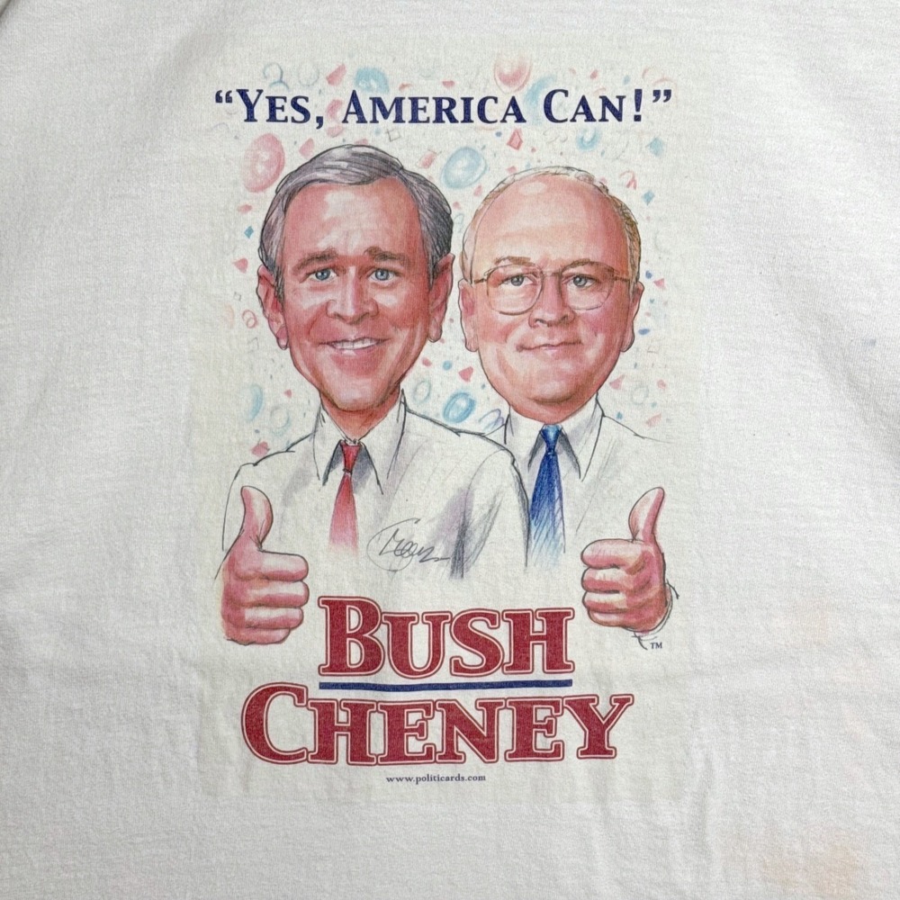 Gildan Bush Cheney Yes America Can Political Graphic T-Shirt White XL Mens‎